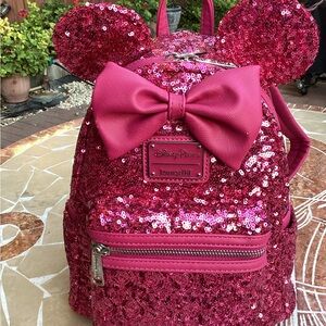 NWT dark pink Loungefly sequin backpack